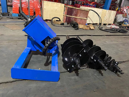 Heavy Duty Skid Steer Hydraulic Auger Attachment Post Hole Digger 6"&12"&14‘’ | AGT-SSECAG-Y-BL