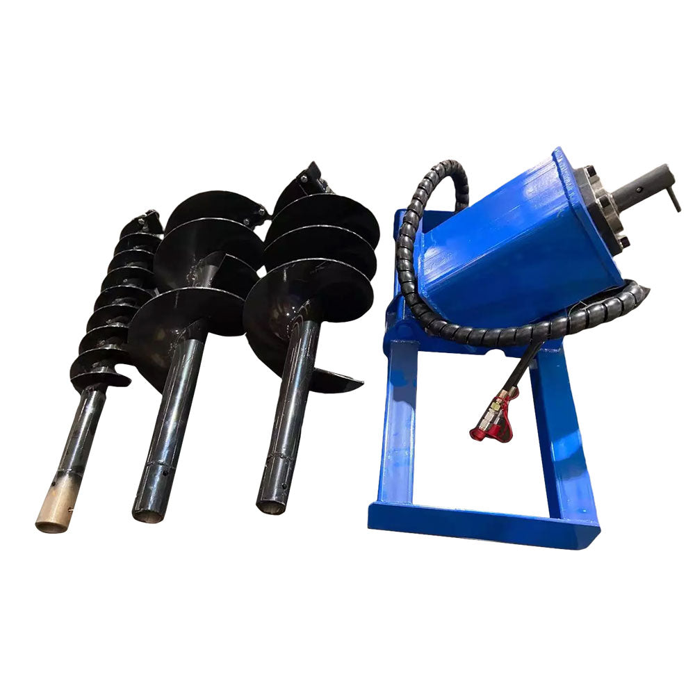 Heavy Duty Skid Steer Hydraulic Auger Attachment Post Hole Digger 6"&12"&14‘’ | AGT-SSECAG-Y-BL