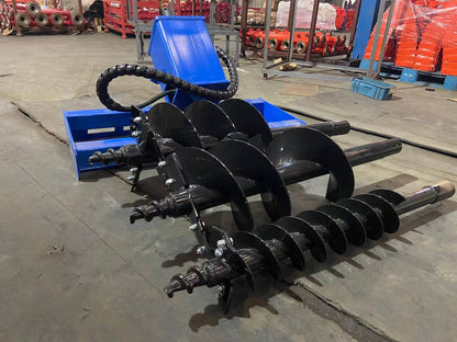 Heavy Duty Skid Steer Hydraulic Auger Attachment Post Hole Digger 6"&12"&14‘’ | AGT-SSECAG-Y-BL