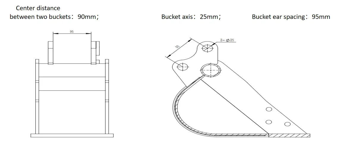 AGT 32" Toothless Bucket For 1-2ton Mini Excavators |12EX-WD32B