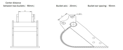 AGT 500mm 20"Excavator Bucket without teeth for mini excavator 12EX-WD20B