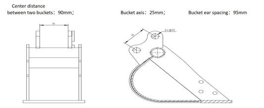 AGT 500mm 20"Excavator Bucket without teeth for mini excavator 12EX-WD20B